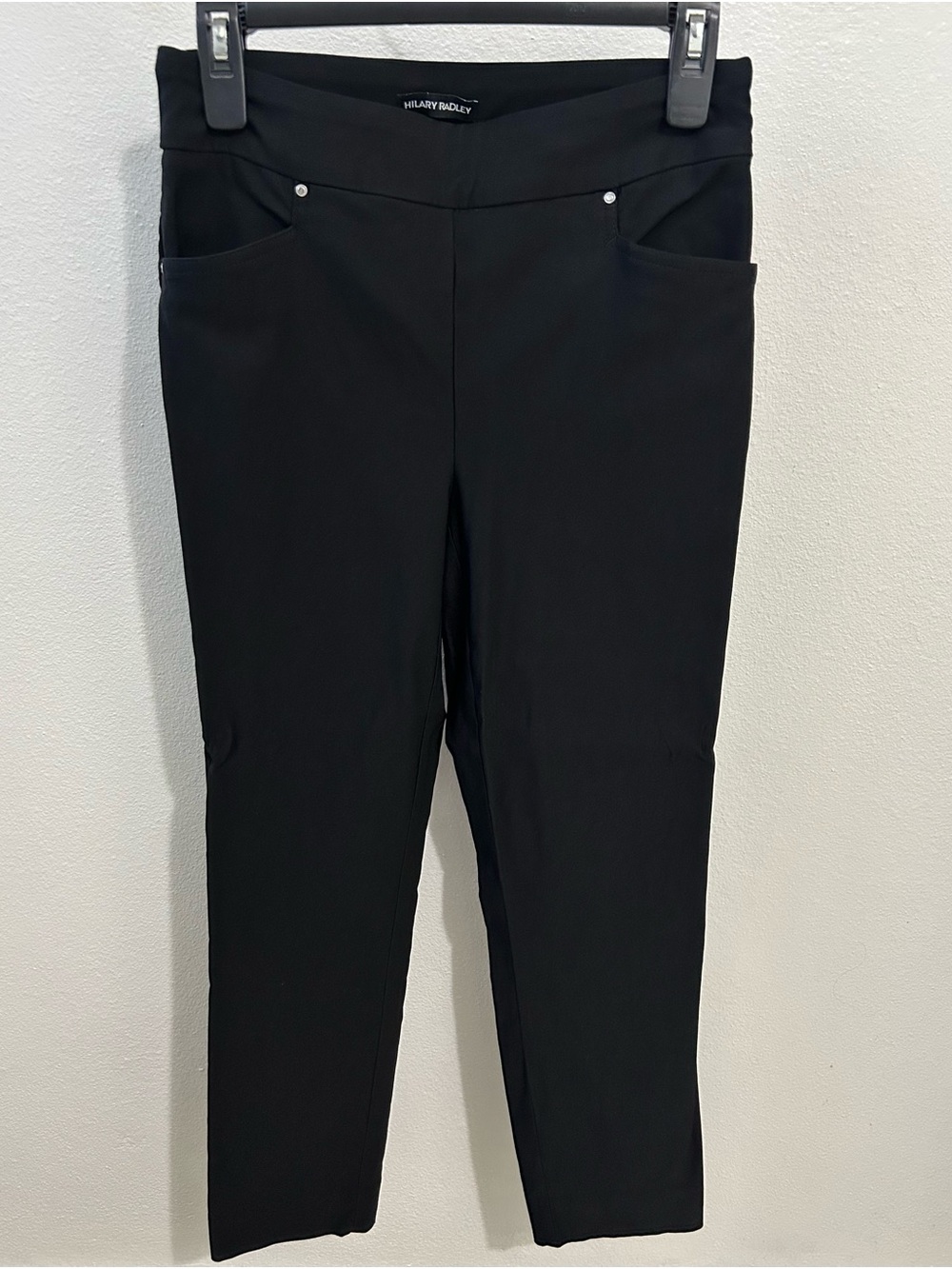 Hilary Radley Black Straight-Leg Pull-On Pants